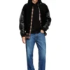 l-nyman Blouson bomber universitaire en coton et cuir