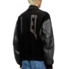 l-nyman Blouson bomber universitaire en coton et cuir