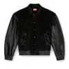 l-nyn Blouson aviateur en denim et cuir