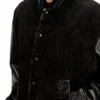 l-nyn Blouson aviateur en denim et cuir