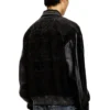 l-nyn Blouson aviateur en denim et cuir