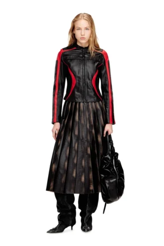 l-ovable Veste motard en cuir color block
