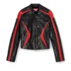 l-ovable Veste motard en cuir color block