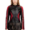 l-ovable Veste motard en cuir color block