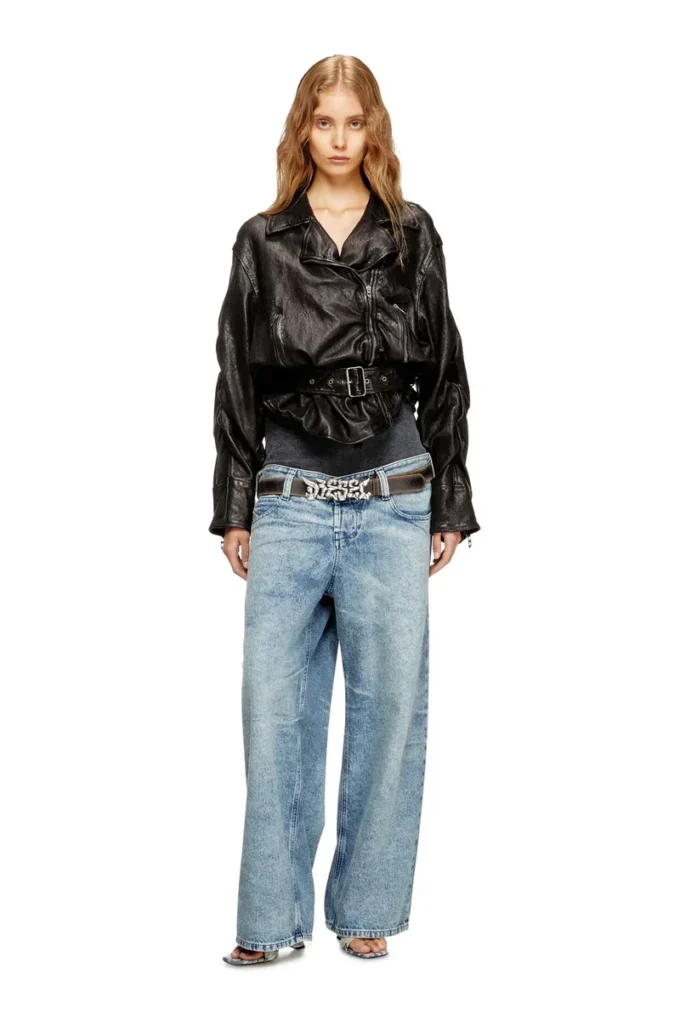 l-oys Veste ceinturée en cuir bouilli