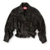l-oys Veste ceinturée en cuir bouilli