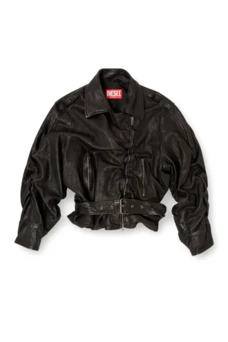 l-oys Veste ceinturée en cuir bouilli