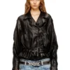 l-oys Veste ceinturée en cuir bouilli