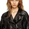 l-oys Veste ceinturée en cuir bouilli