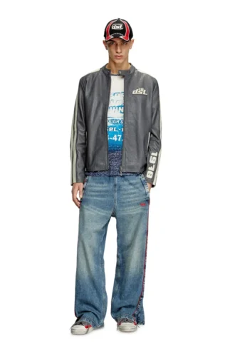 l-pop Veste motard en cuir perforé