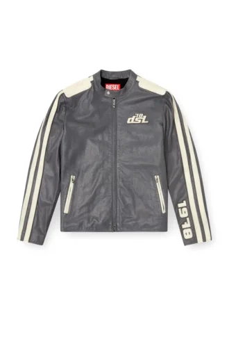 l-pop Veste motard en cuir perforé