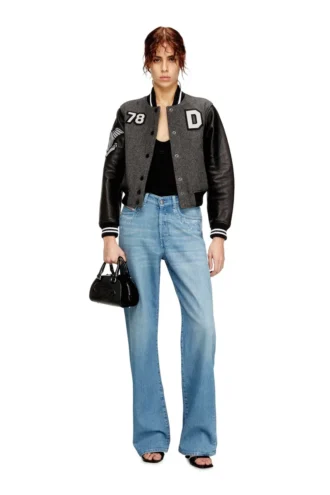 l-real-cp Veste universitaire courte en laine et cuir