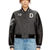l-real-cp Veste universitaire courte en laine et cuir