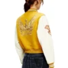 l-real-cp Veste universitaire courte en laine et cuir