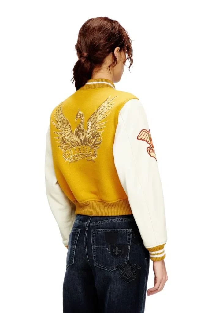 l-real-cp Veste universitaire courte en laine et cuir