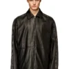 l-stoller Veste hybride en denim et cuir