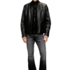 l-tad-wrd Blouson motard en cuir ciré