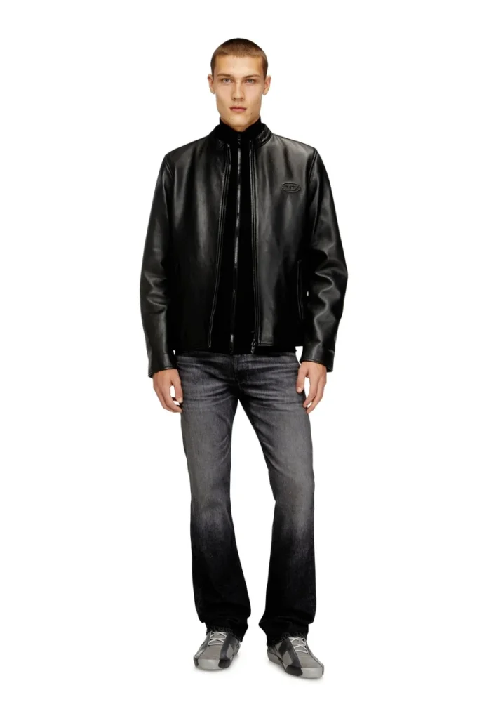 l-tad-wrd Blouson motard en cuir ciré