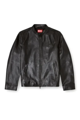 l-tad-wrd Blouson motard en cuir ciré