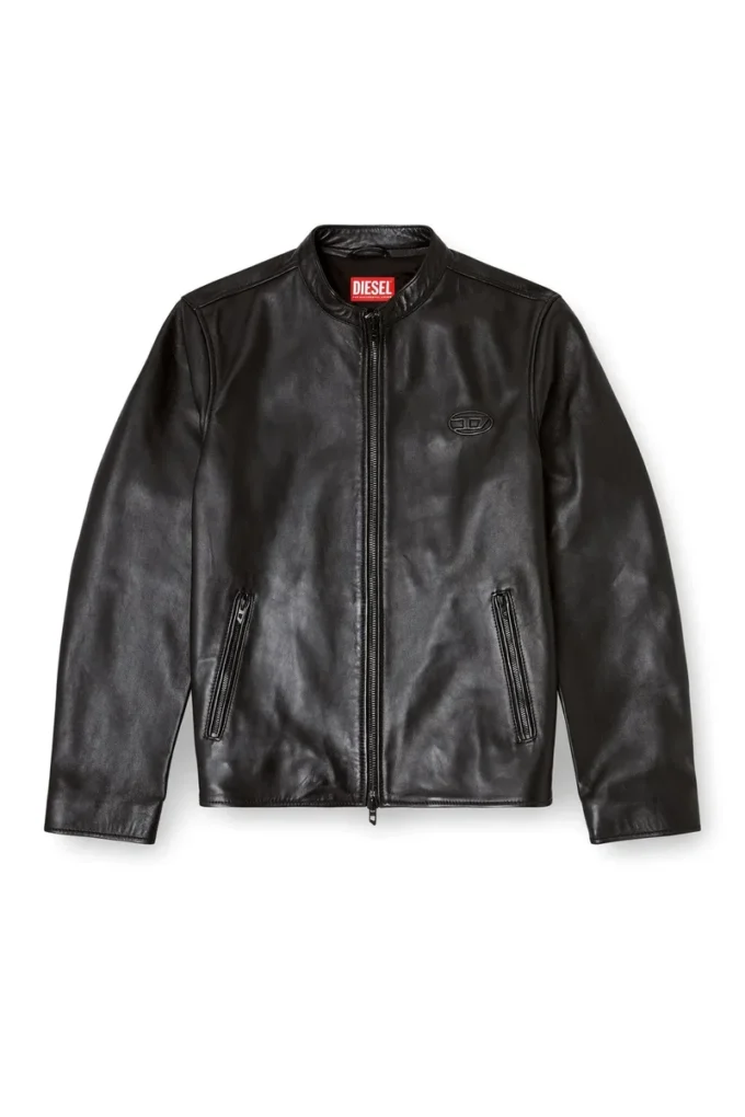 l-tad-wrd Blouson motard en cuir ciré