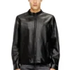 l-tad-wrd Blouson motard en cuir ciré