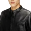 l-tad-wrd Blouson motard en cuir ciré