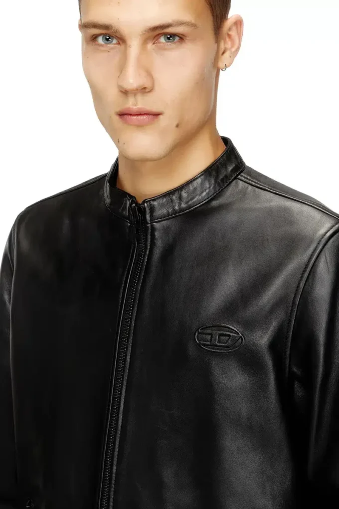 l-tad-wrd Blouson motard en cuir ciré