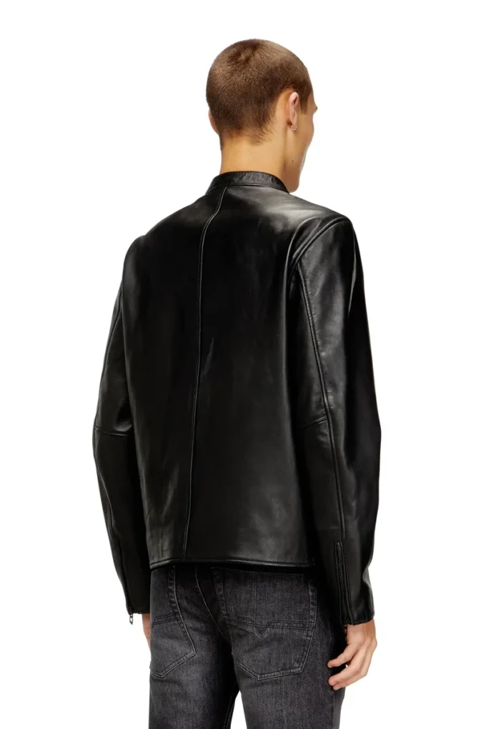 l-tad-wrd Blouson motard en cuir ciré