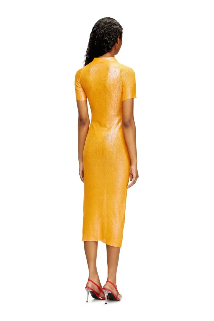 l_tina 4eva robe Robe polo en maille irisée avec imprimé lotus