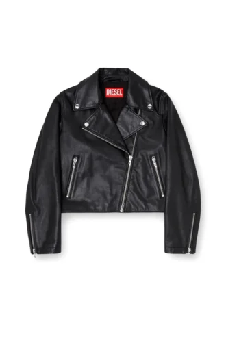 l-unatic Veste motard en cuir ciré