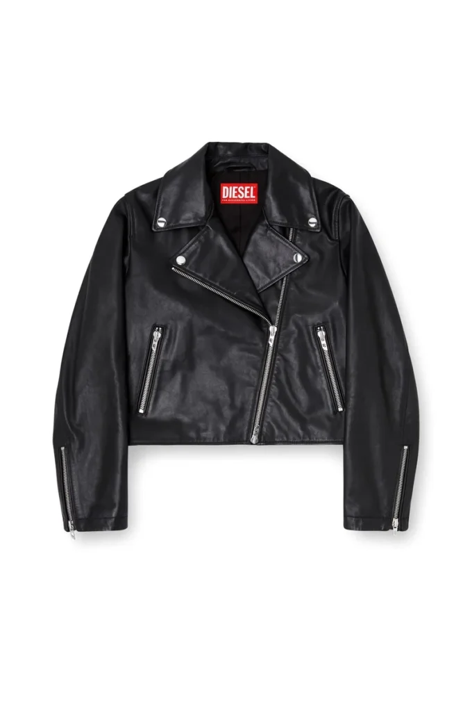 l-unatic Veste motard en cuir ciré
