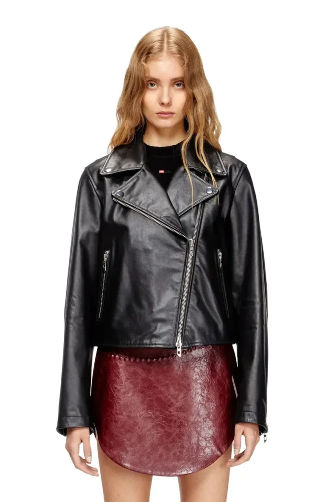 l-unatic Veste motard en cuir ciré