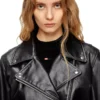 l-unatic Veste motard en cuir ciré