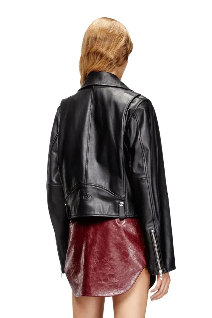 l-unatic Veste motard en cuir ciré