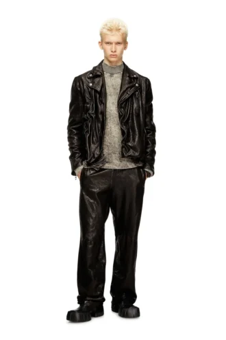 l-uncan Veste motard en cuir bouilli