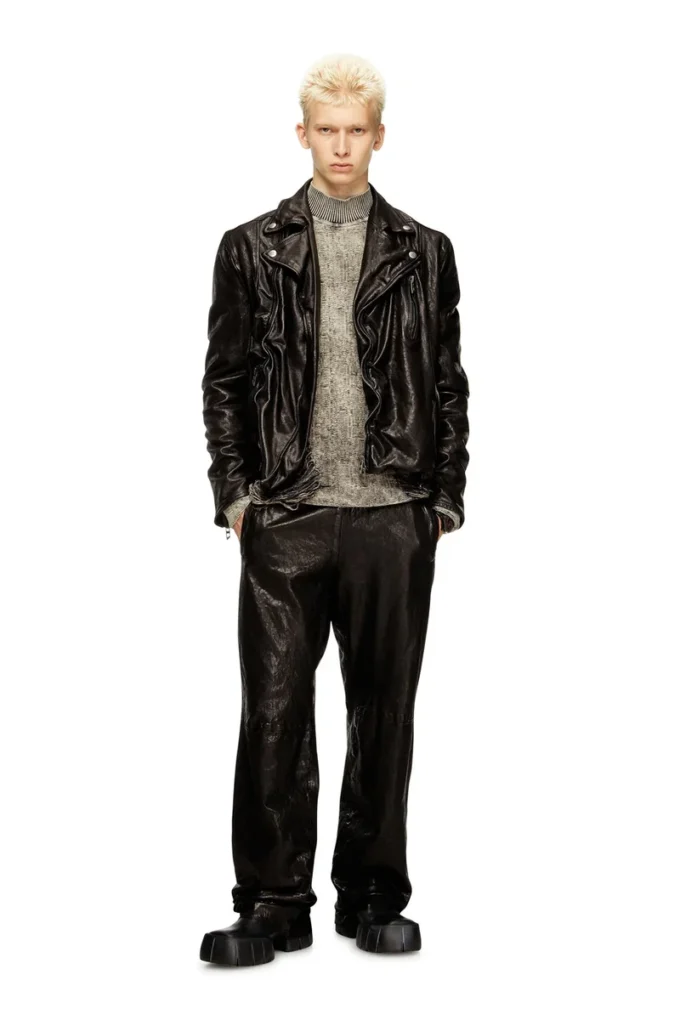 l-uncan Veste motard en cuir bouilli