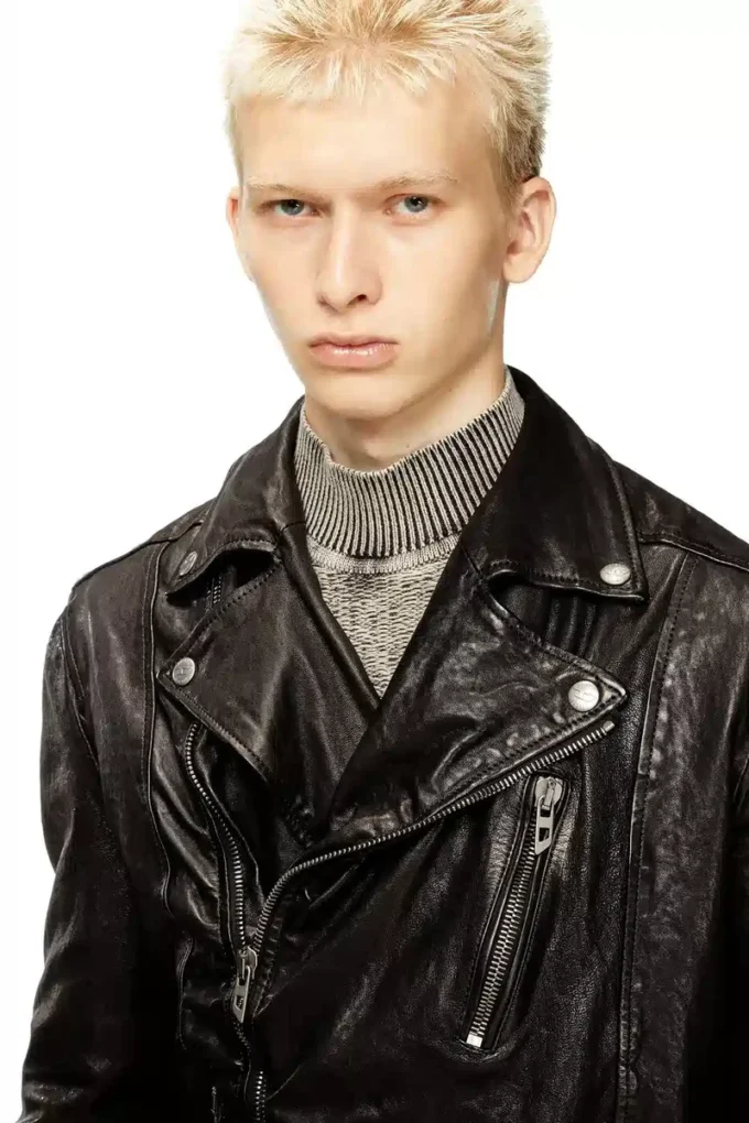 l-uncan Veste motard en cuir bouilli