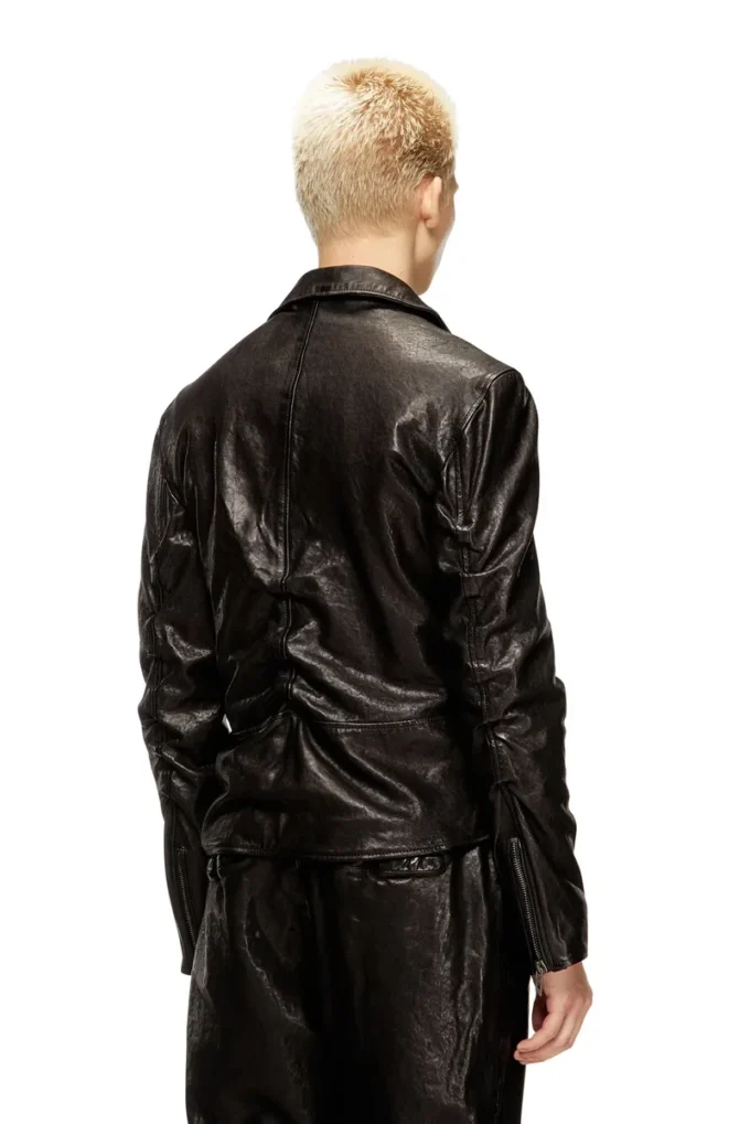 l-uncan Veste motard en cuir bouilli