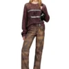 l-ysa Pantalon en cuir vieilli coupe jean