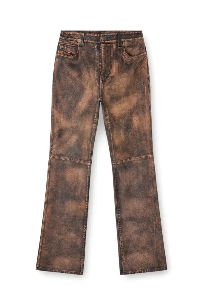 l-ysa Pantalon en cuir vieilli coupe jean