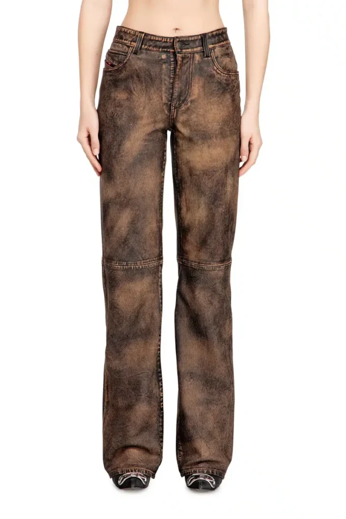 l-ysa Pantalon en cuir vieilli coupe jean