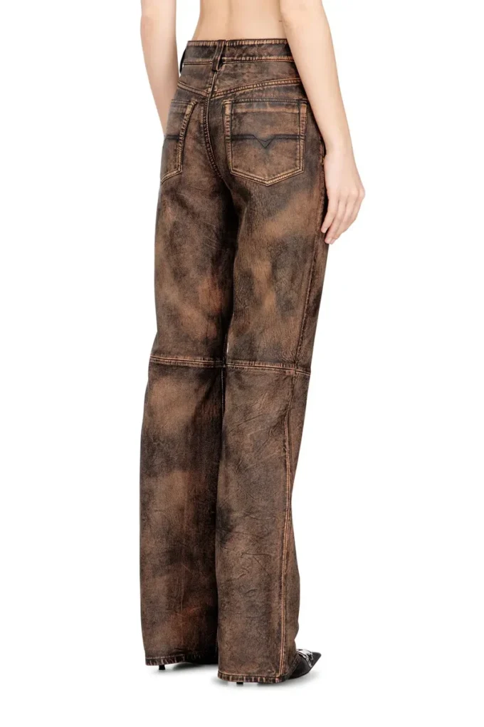 l-ysa Pantalon en cuir vieilli coupe jean