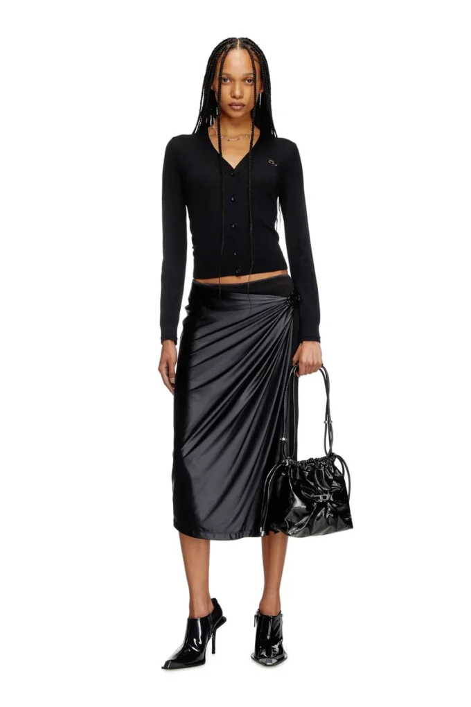 m-alima Cardigan en laine avec logo découpé