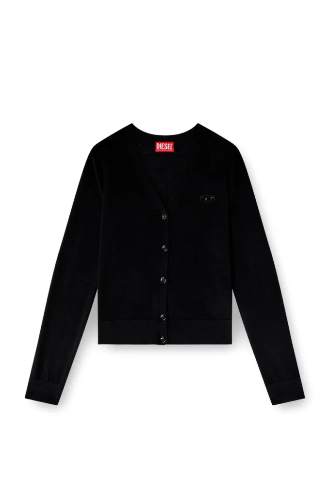 m-alima Cardigan en laine avec logo découpé
