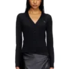 m-alima Cardigan en laine avec logo découpé