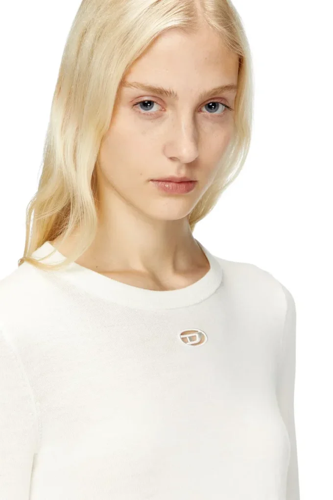m-alinesa Pull en laine avec logo découpé