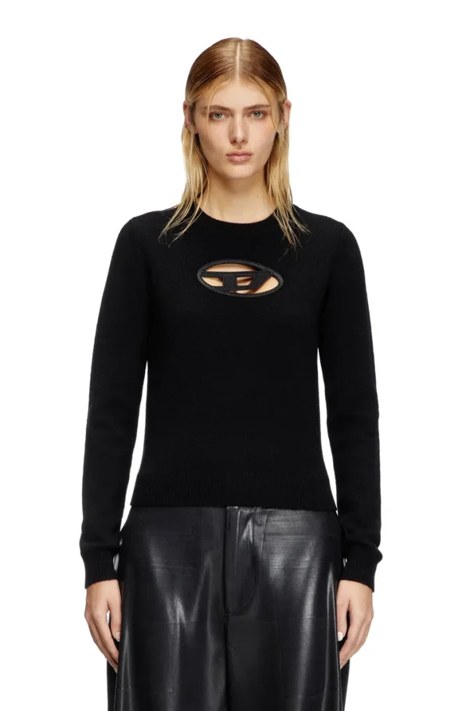 m-areesa-slim Pull en cachemire mélangé avec logo découpé