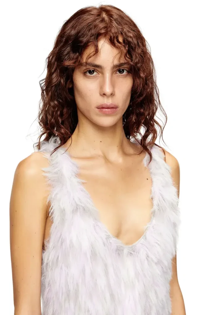 m-astrid Mini-robe en maille jacquard duveteuse