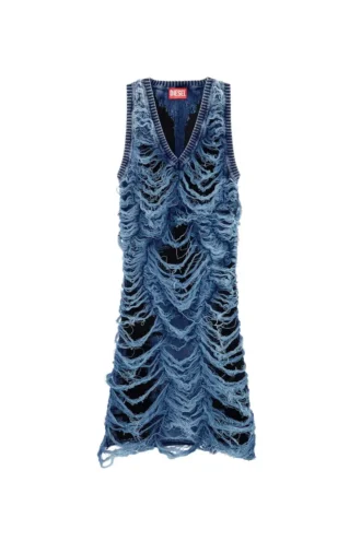 m-bianca Robe courte en maille indigo délavée