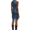 m-bianca Robe courte en maille indigo délavée